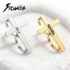 Cross Personalized Finger Ring Custom Gift For Woman Men Gold Color Stainless Steel Jesus Christian Amulet Talisman Jewelry