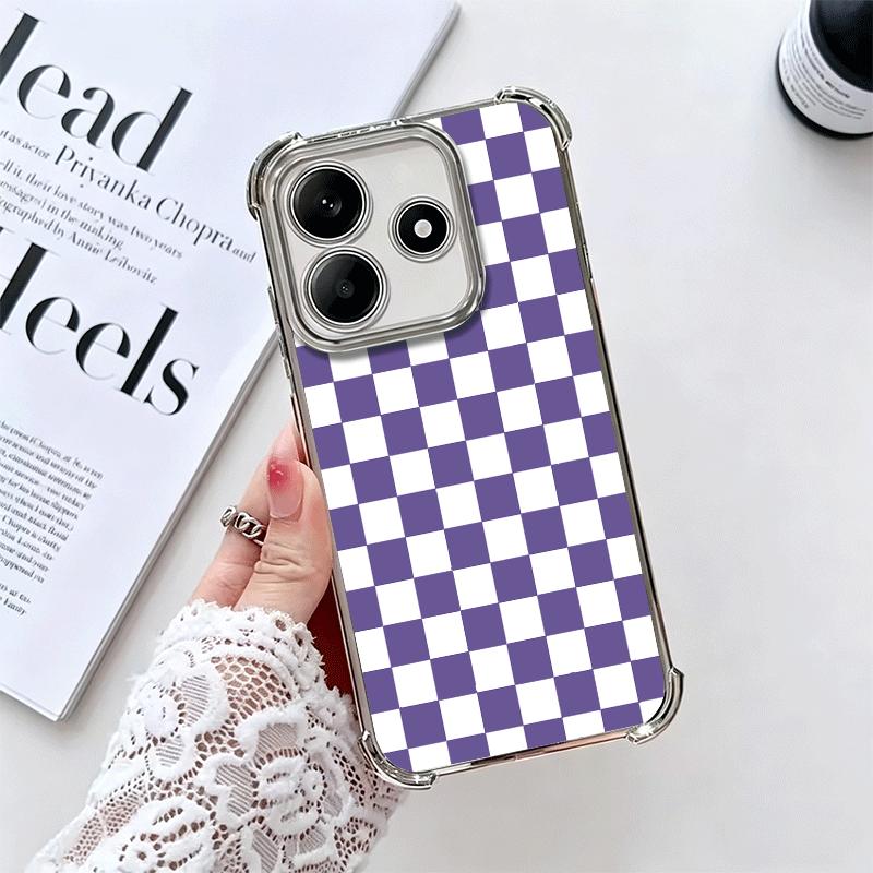 

Retro Classic Chess Board Grid Soft Phone Case For Xiaomi Redmi Note 14 15 Pro Plus 13 12 11S 11T 5G 10 9S 9 Plating Anti-Fall F Redmi Note 15 Pro 4G