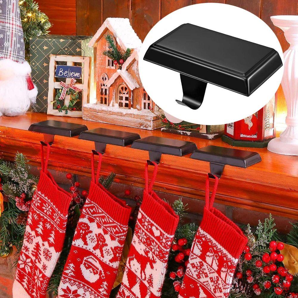 2pcs Large Size Christmas Stocking Hanger Non-Slip Fireplace Hook Christmas Stocking Holder  Table