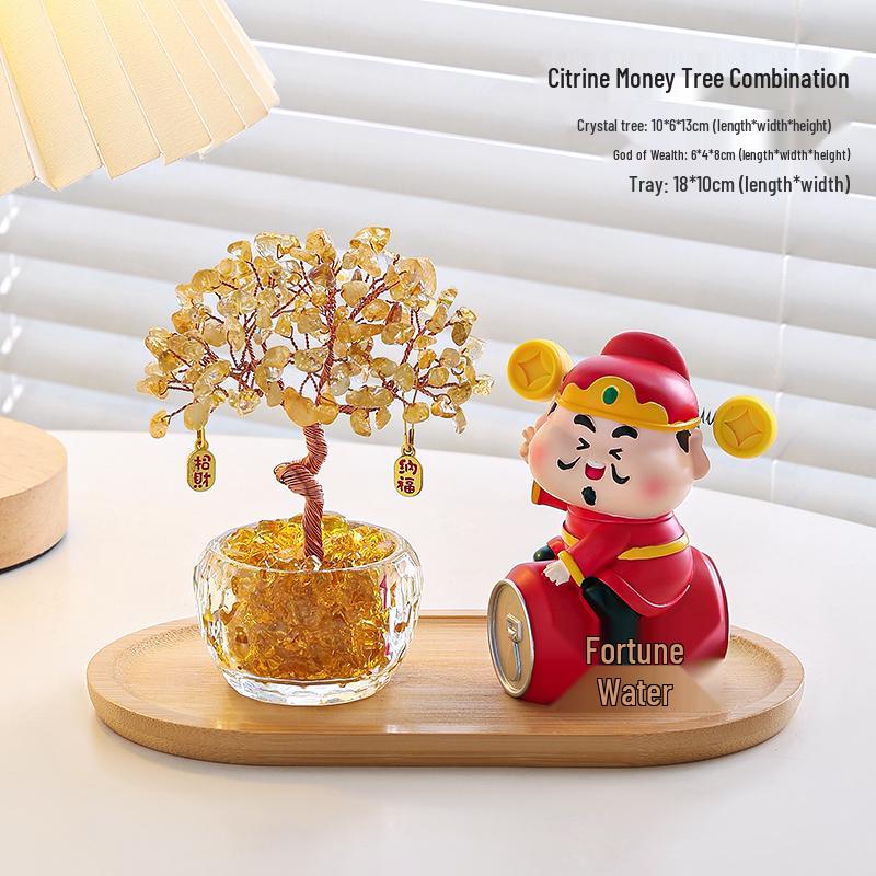Citrine Money Cat Ornament for Home or Office - Perfect Housewarming or Birthday Gift