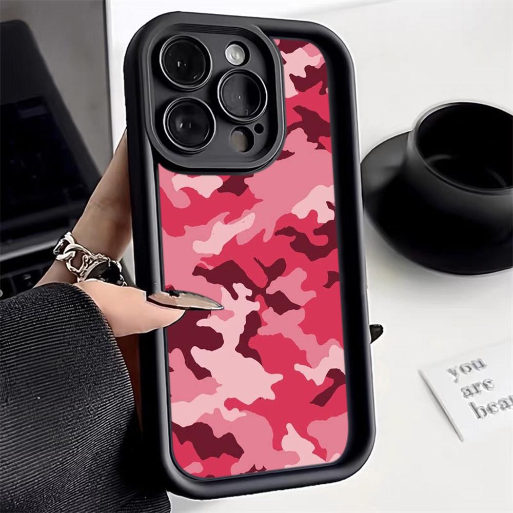 LZ6 Camouflage Camo Design Silicone Phone Case for iPhone 11 13 14 15 16 Pro Max 7 8 16 Plus 12 mini XS Max XR Shockproof Back Cover