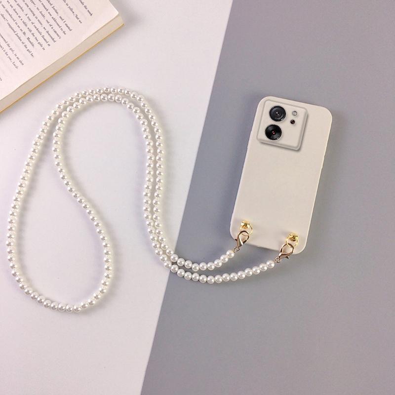 

Чехол-цепочка с жемчужным ремешком через плечо для Xiaomi Mi 13T Pro, защитные чехлы для объектива камеры для Xiaomi 13 Lite, мягкая силиконовая задняя крышка из ТПУ для телефона For xiaomi 13 ultra