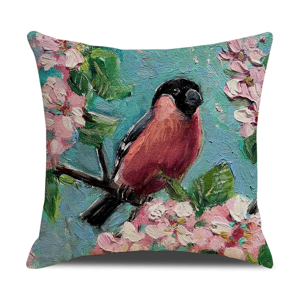 Watercolor Bird Cushion Cover Pillowcase Home Decor Office Sofa Pillowcase Home Decor Pillowcase