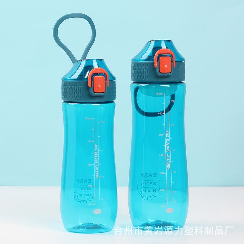 Plastic Cup Sports Outdoor Water Cup 600ml with Handle Straight Mouth Spring Cover Water Cup Can Be Equipped with Filter Screen and Straw