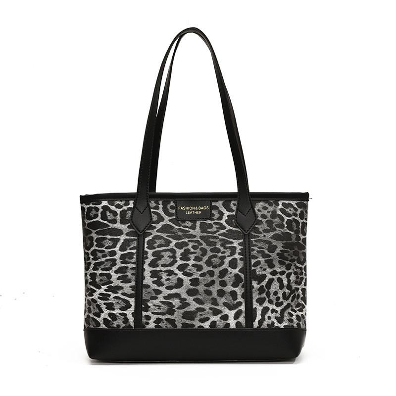 And Modern Elegant Color Block Tote Bag For Women Featuring Chic Leopard Print And Zipper Closure