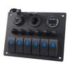 28GC Waterproof 6 Gang Switches Panel with LED & USB Charging Ports 6 Buttons Switches Suitable for Trucks, Boats