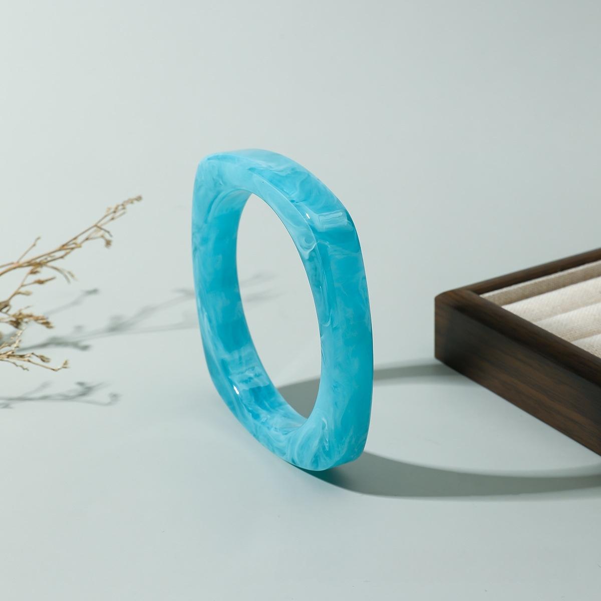 

7 Colors Bohemian Square Geometric Bangles Fashion Acrylic Resin Wide Bangle Bracelets For Women Men Gift Jewelry