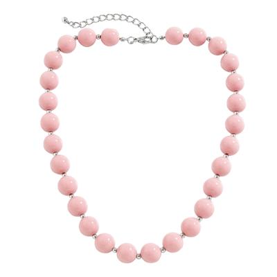 Handmade Pink Acrylic Beaded Necklace Fashion Choker Necklace Neck Chain Simple Clavicle Chain Statement Jewelry