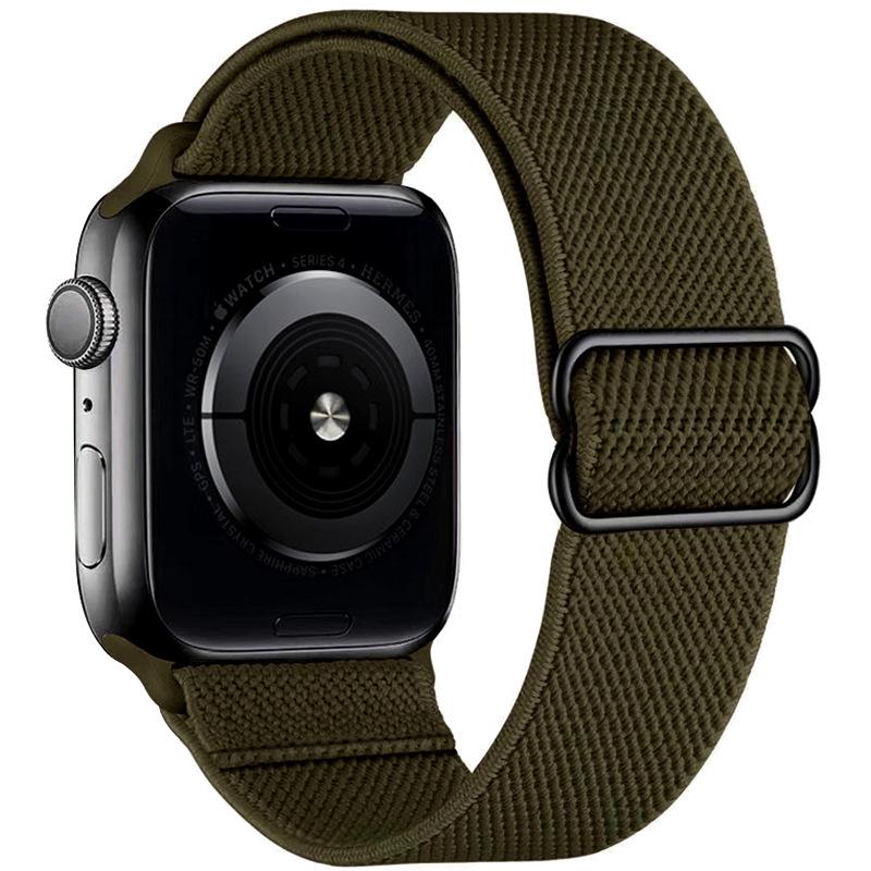 Adjustable Apple Watch Strap with Japanese Buckle - Single Loop Woven Elastic Nylon Compatible with iWatch
