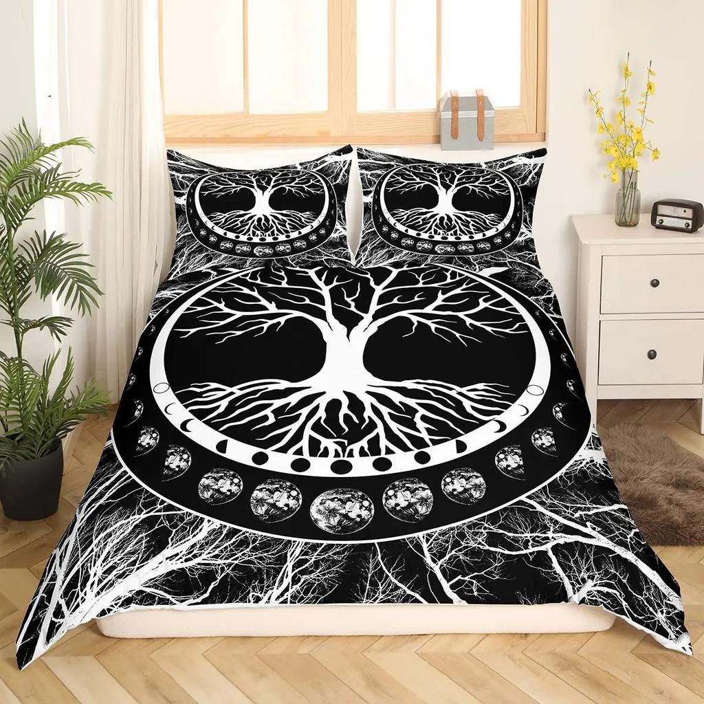 Tree Of Life Duvet Cover Set Natural Scenery Bedding Sets Teen Adult Botanical Comforter Cover Autumn Leaves Quilt Set Full Size