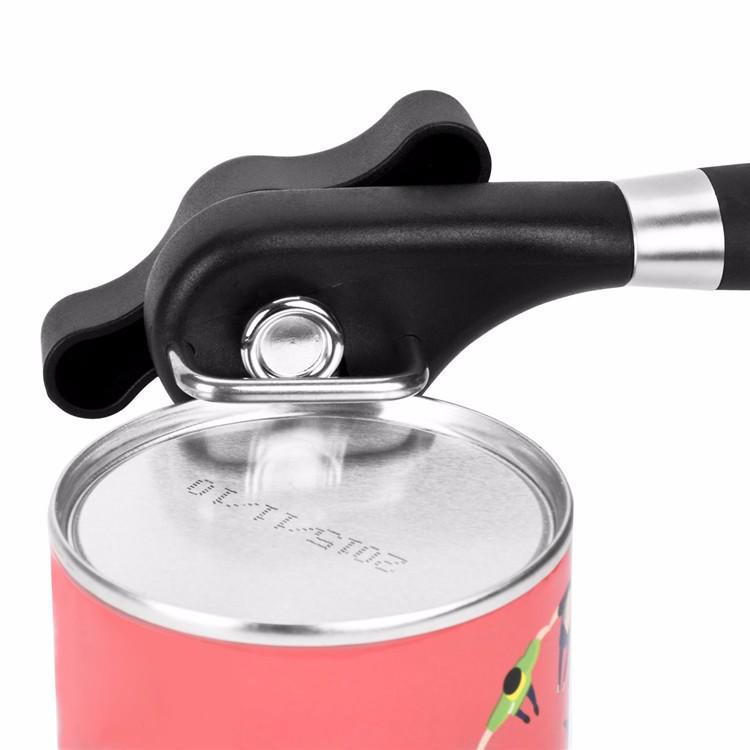 Stainless Steel Manual Can and Bottle Opener with Rubber-Plastic Handle