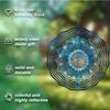 Bohemian Wind Spinner Outdoor Decor 10 Inch Hanging Garden Ornament with 360 Swivel Hook Blue Teal Gold Metal All Season Gift