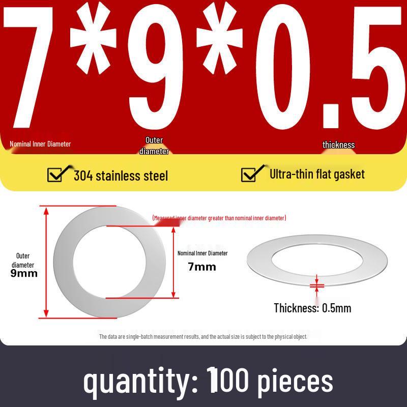 Plochá podložka z nerezové oceli 304 pro nastavení vůle hřídele (0,1/0,2/0,3 mm)