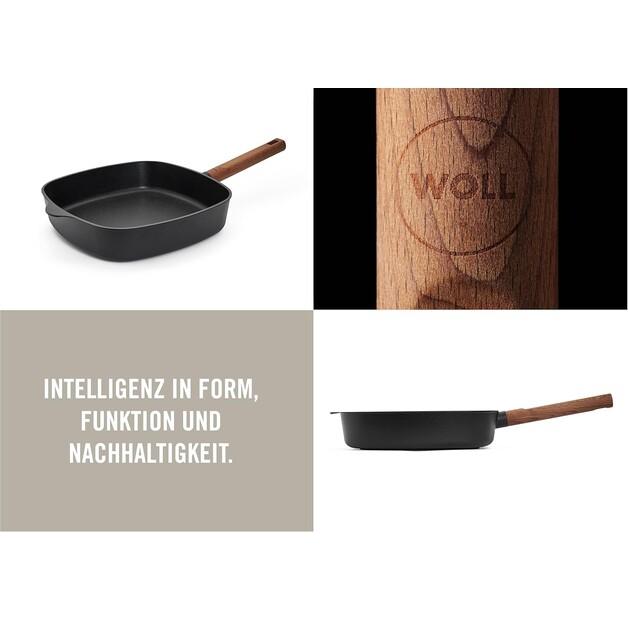 Woll Eco Logic QXR Cast Iron Induction Frying Pan with High Sides 28 Cm with Wooden Handle (728WLCI-Q)