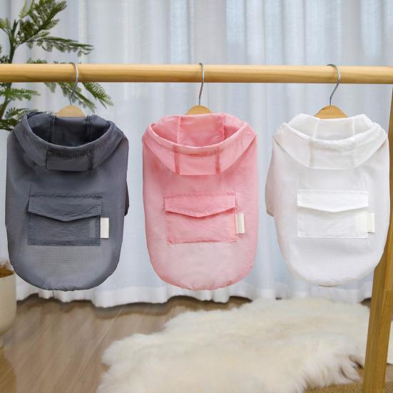 Sweat à capuche pour chien Protection solaire Respirant Veste d'été pour chiot Séchage rapide Vêtements pour chien avec poche Capuche réglable pour petits chiens Protection UV extérieure