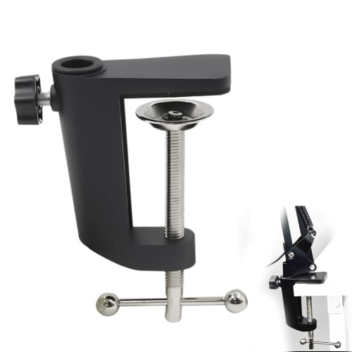 KASELIN C-Clamp Base, 1-Piece Metal Table Mount Clamp, 12mm Hole Diameter, Microphone Stand Mounting Clamp, Fits Desktops up to 55mm Thick, Adjustable