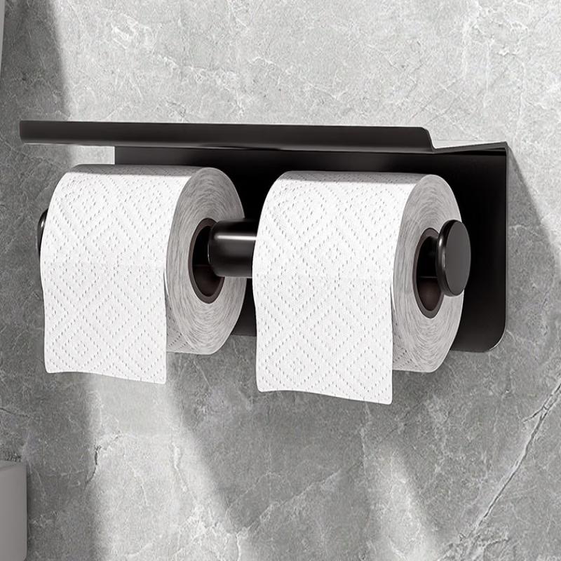 Doppel-Toilettenpapierhalter aus Edelstahl mit Ablagefach für das Handy