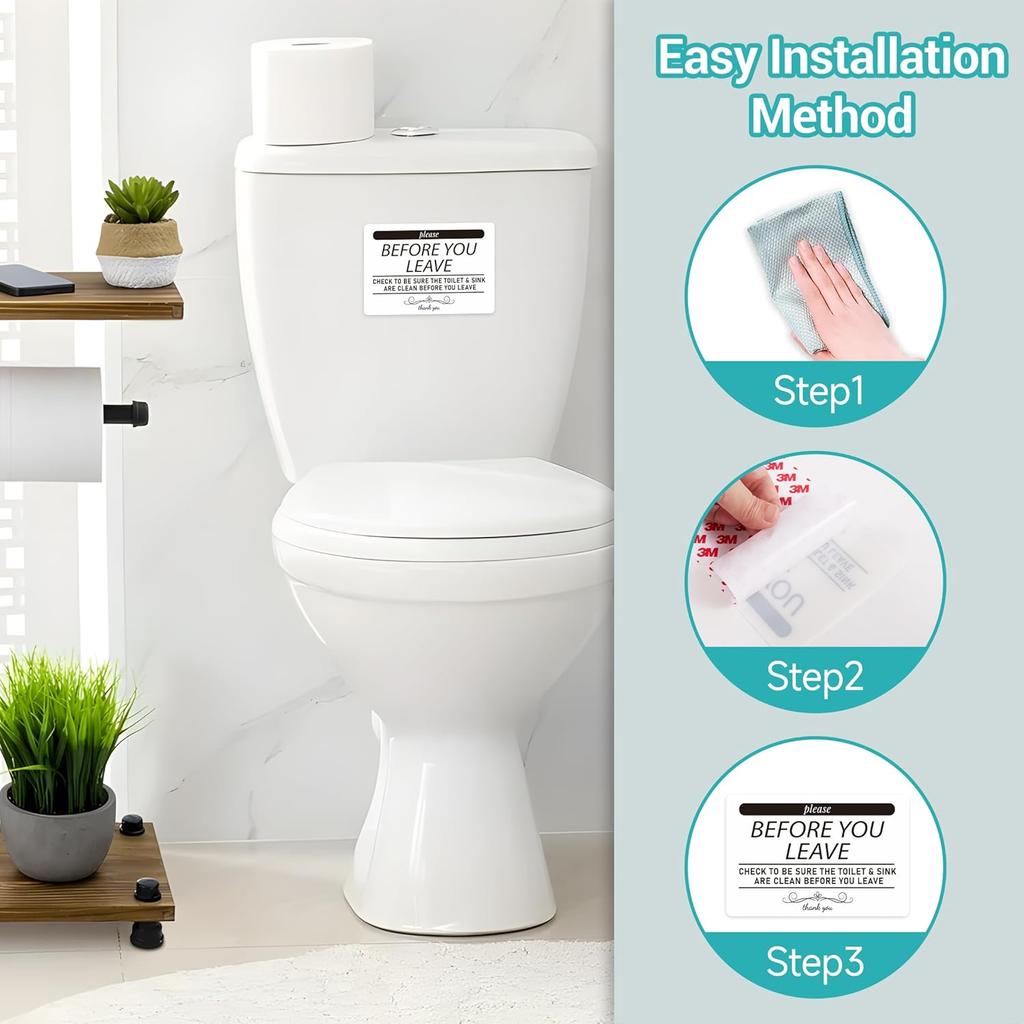 Help Keep Toilet Sink Clean, Clean Up Before You Leave Bathroom Rules Sign Sticker for Home, Business, Office, Store, Restroom, Public Toilet