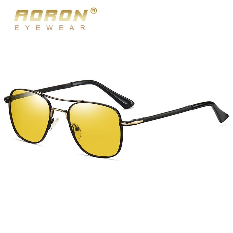 aoron Polarized Sunglasses Men's Fashion Double Beam Metal Sunglasses Outdoor Cycling Sunglasses
