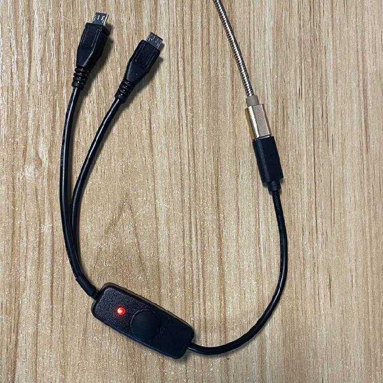 USB C To Two MicroUSB Male Power Cable with Power Switching for Charging Two Devices At Once 5VDC