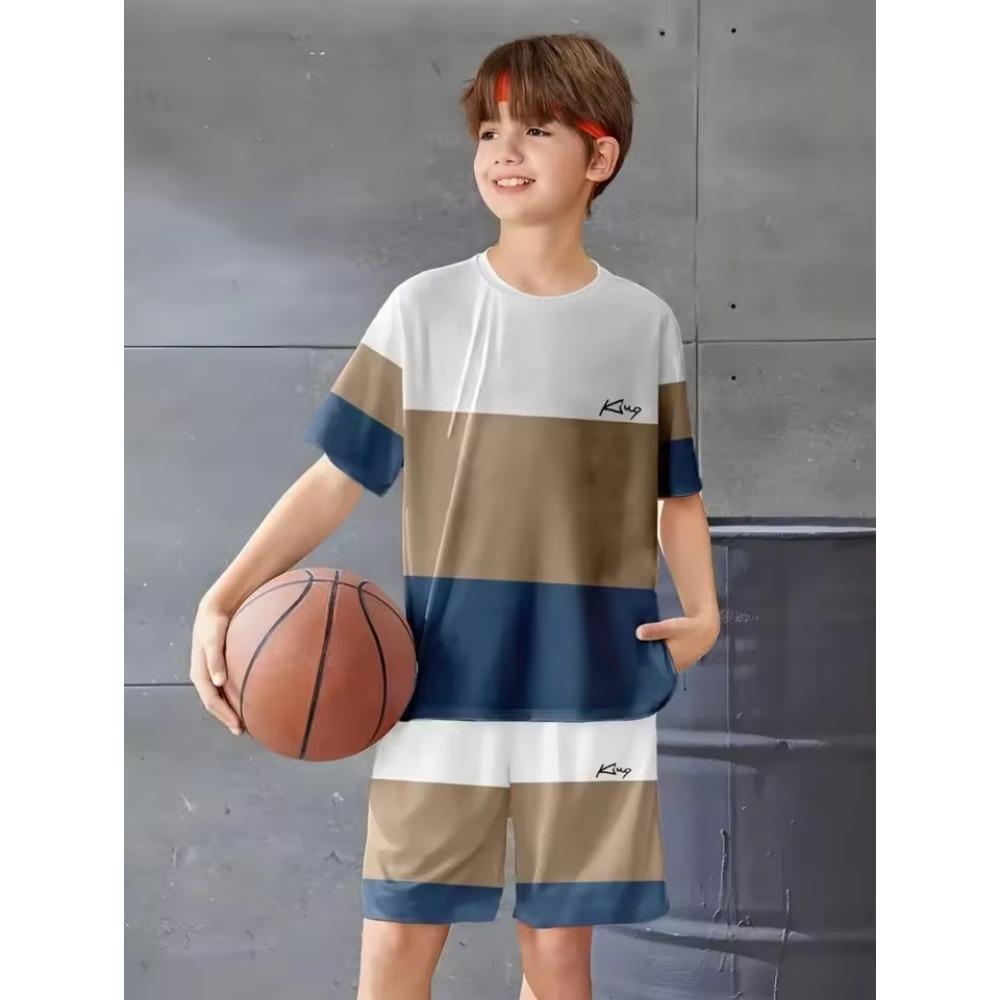 Summer New Children's Sports Set Casual Sports Men 3d Printed Children's Football Graphic T-shirt Short Sleeve Men's T-shir