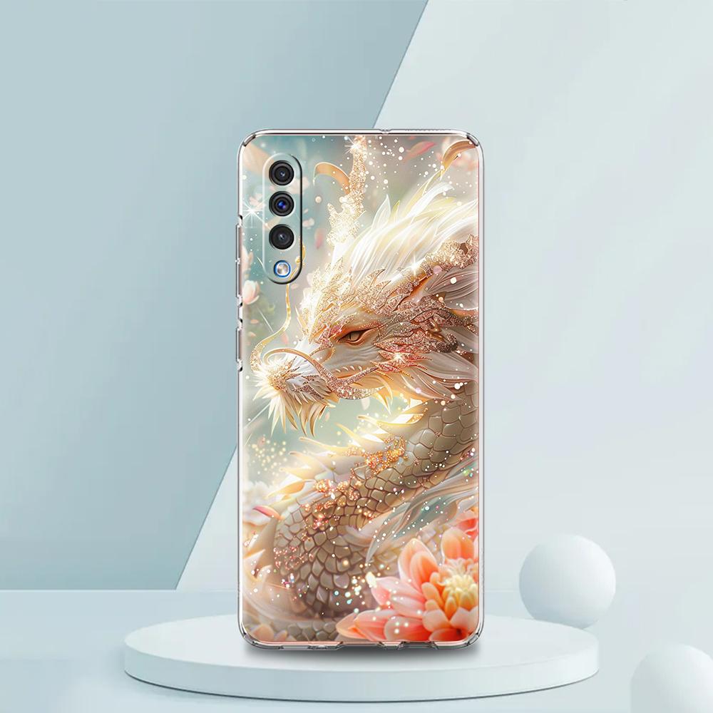 Transparent Phone Case for Samsung Galaxy A16 A14 A12 A22 A24 A42 A06 A20 A30 A40 Soft TPU Cover Illusory Color Chinese Dragon
