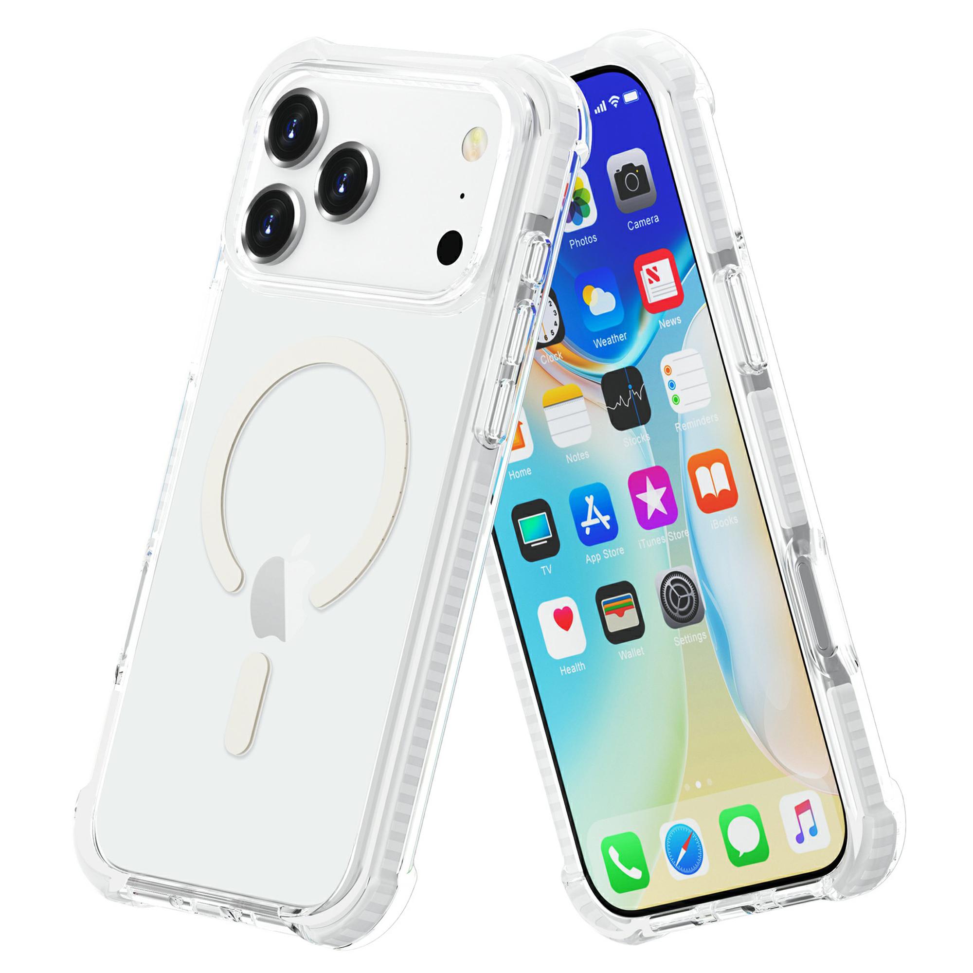 

For iPhone 17 Pro Max Case Compatible with MagSafe Reinforced Corners TPU+Acrylic+TPE Phone Cover White