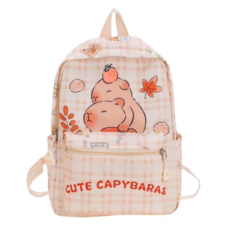 Kindergarten School Bag Cute Kapibara Print Boys And Girls Backpack Children'S Backpack