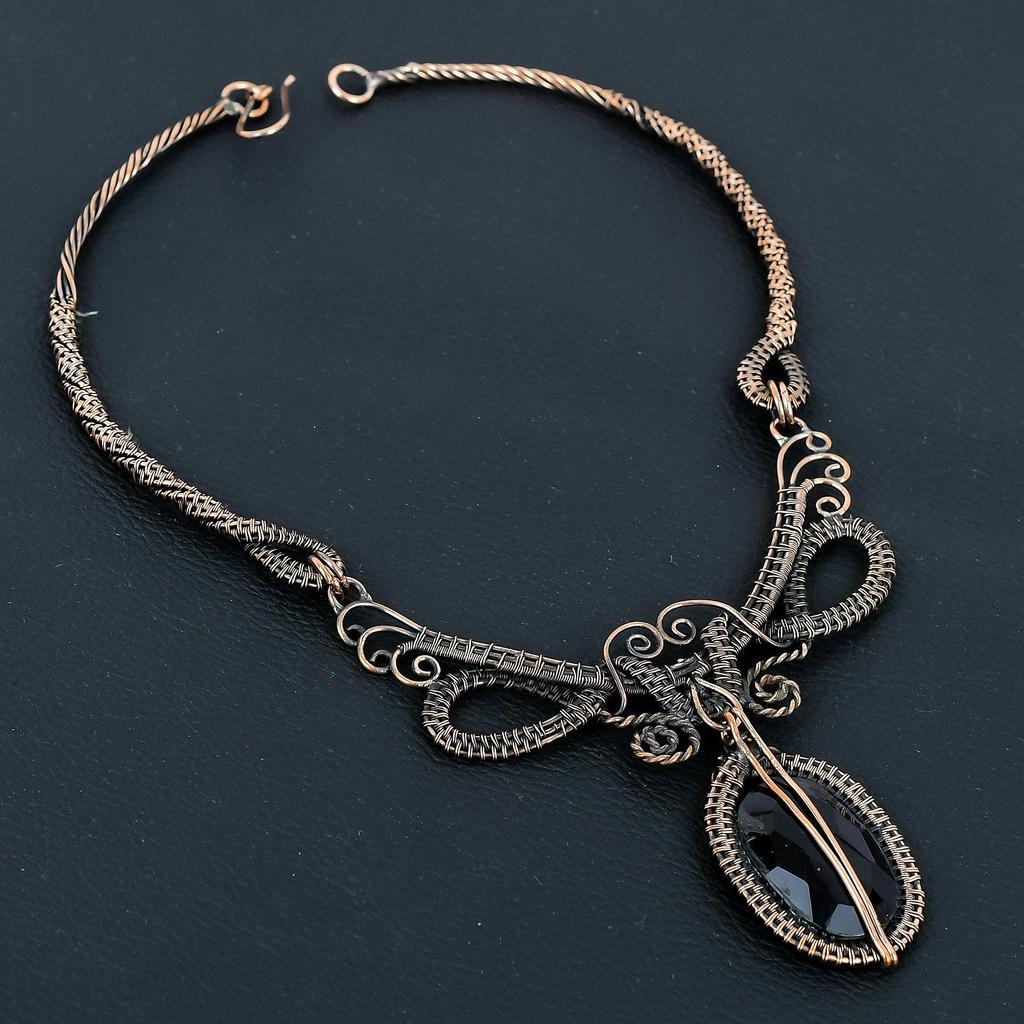 Amethyst Necklace Handmade Jewelry, 999 Copper Wire Wrapped Necklace Designer Gemstone Jewelry Adjustable Chain Necklace Gift For Mom