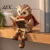 Reading Owl Statue for Home Decor Figurine, Creative with Glasses Scarf Boots And Open Book, Whimsical Reader Gift Teachers Sculpture Book Nook Shelf