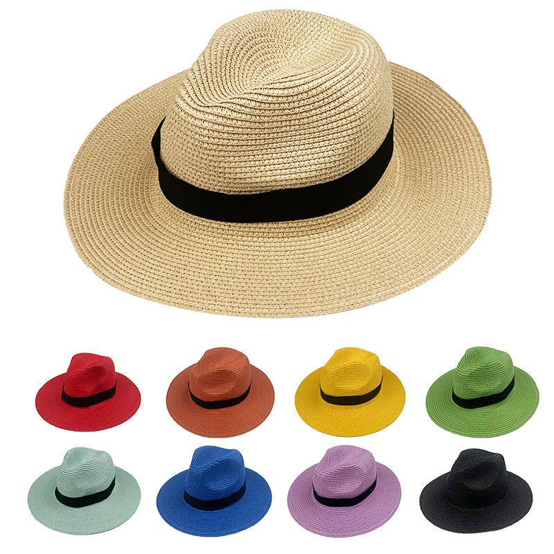 Summer Colorful Foldable Straw Hat Square Buckle Outdoor Beach Breathable Travel