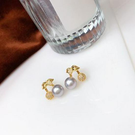 Exquisite Copper Gold-Plated Cherry Studs: 7-8mm Bun Beads - Fresh, Versatile Ear Ornaments