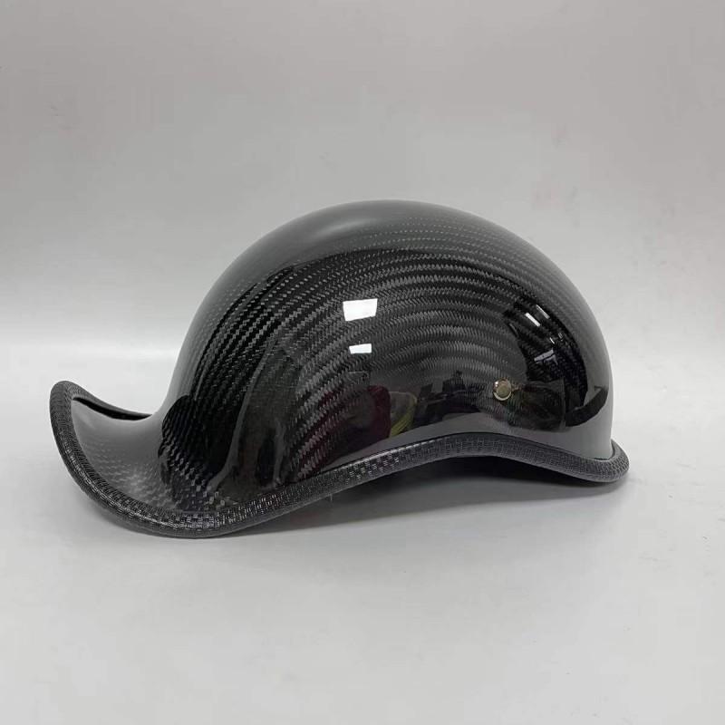 Carbon Fiber Motorcycle Helmet Retro Scoop Unisex Half Harley Safety Light M