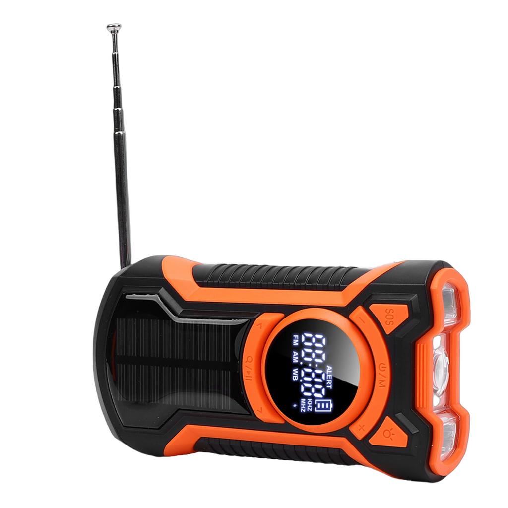 Emergency Hand Crank Radio Water Proof Bluetooth Solar Powered Weather Radio with 5000mAh LED Flashlight for Outdoor