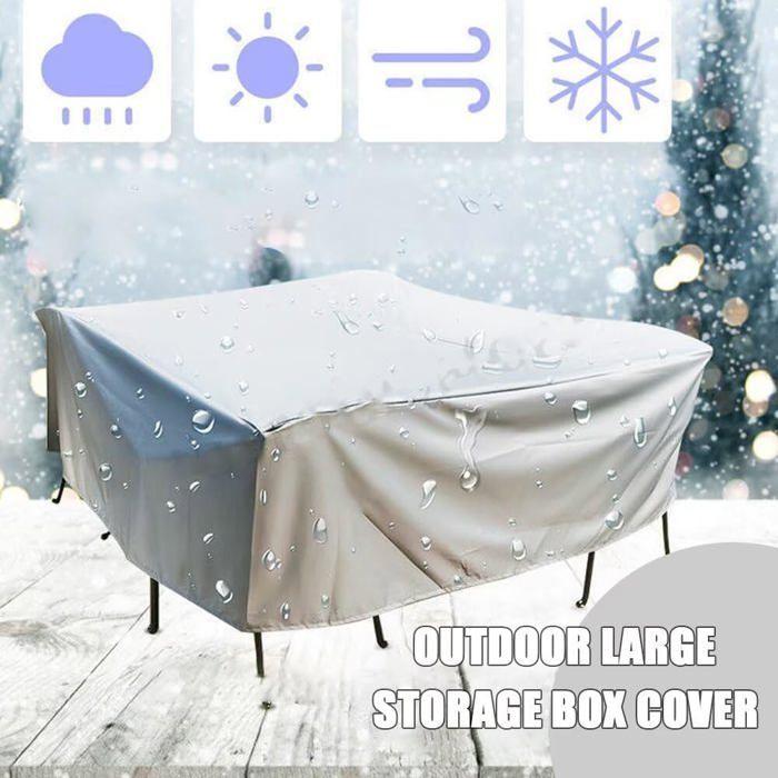 Housse protection mobilier de jardin rectangulaire 150 x 150 x 75 cm - tissu Oxford 210D gris, imperméable