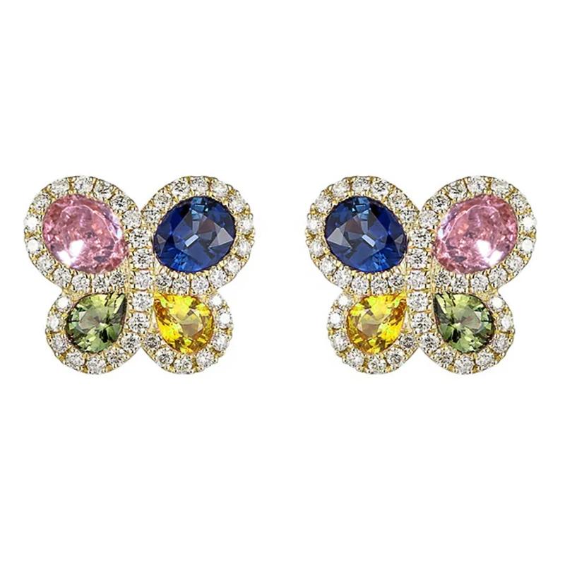 Four Colors CZ Stud Earrings for Women Exquisite Butterfly Shaped Ear Stud Novel Girls Earrings Luxury Trendy New Jewelry