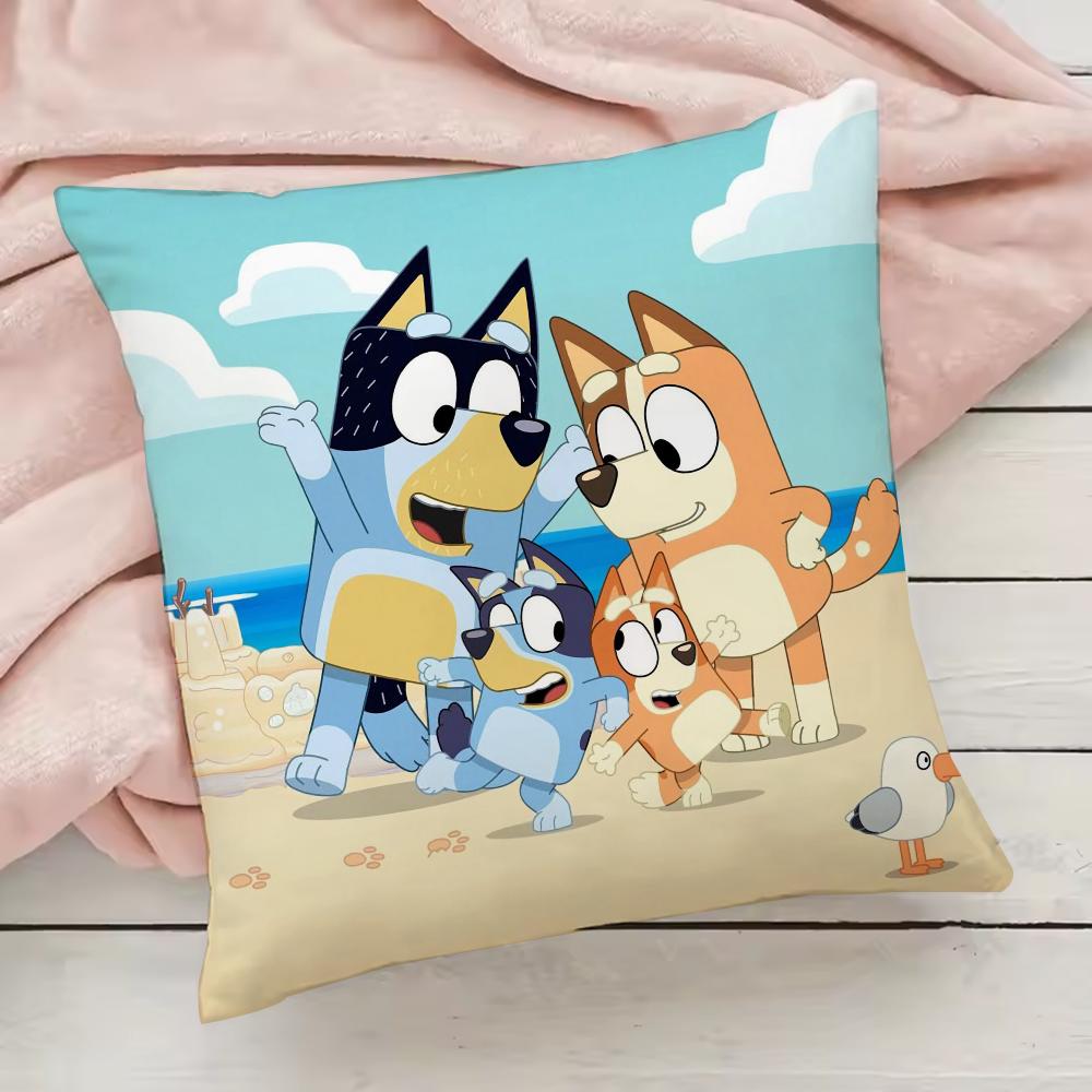 Bluey-B-B-Blueys Pillow Case Pillowcase Anti-dustmite Pillow Invisible Zipper Silky Short Plush Sofa Cushion Cover