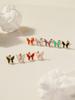 Minimalpiercing 14K Enamel Cubic Butterfly Piercing Earrings
