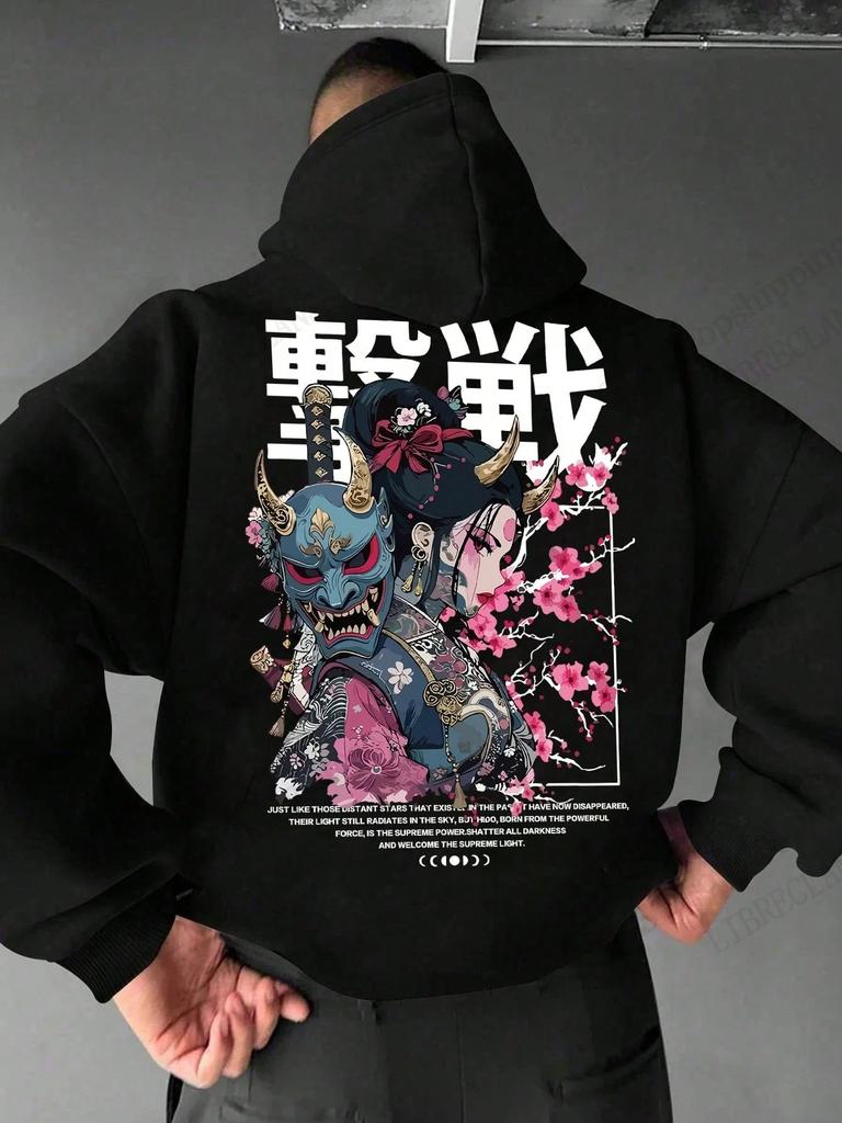 Mens Japanese Anime Character 3d Print Hoodie Autumn Winter Casual Fashion Street Daily Drawstring Hoodie Sweatshirt Women Coat