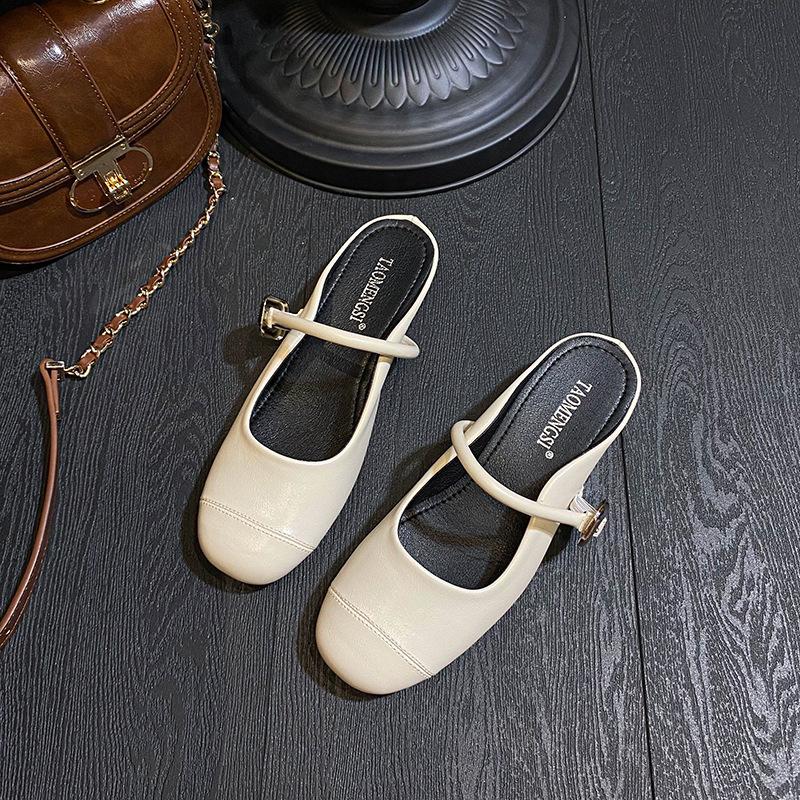 Yixinda half drag version~ mm inner height increase buckle with Mary Jane bag head half slippers women's sandals summer