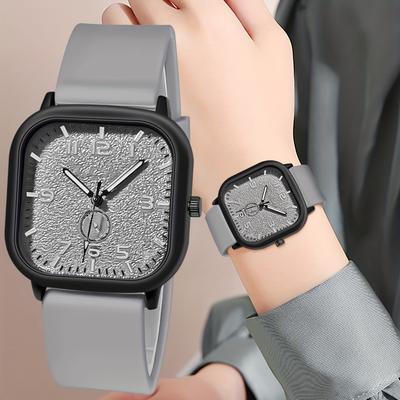 Square Watch Women's Silicone Tape Digital Disc Quartz Watch Men's and Women's College Style Student Watch