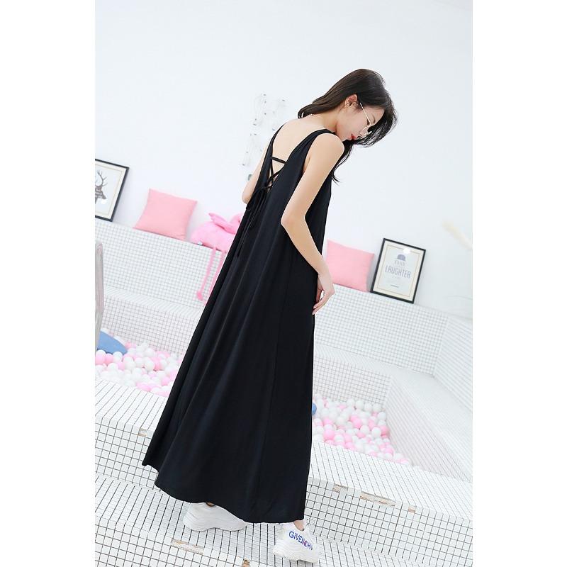 Καλοκαιρινή Γυναικεία Νυχτικιά Στρογγυλή Λαιμόκοψη Σέξι Κοίλη Δέσιμο Μακρύ Φαρδύ Μεγάλο Μέγεθος Μοντάλ Φόρεμα