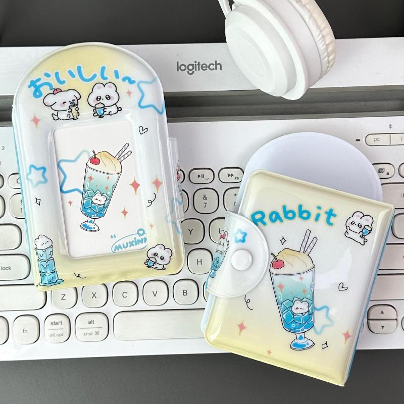 Summer Puppy Soda PVC Photocard Album 3 Inch Kpop Idol Card Binder Cute Animal Mini Photo Album 32 Pockets for Sweet Girls Gifts