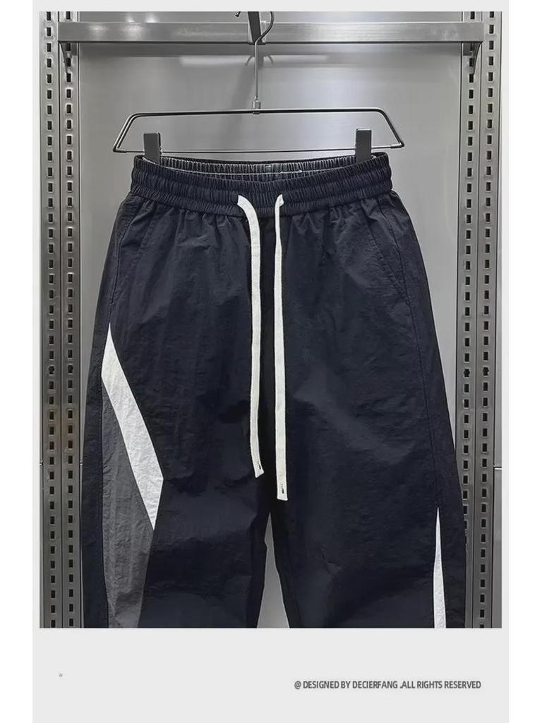 2024 Men's Spring/Autumn Loose Harem Pants with Elastic Waist and Contrast Cuffs