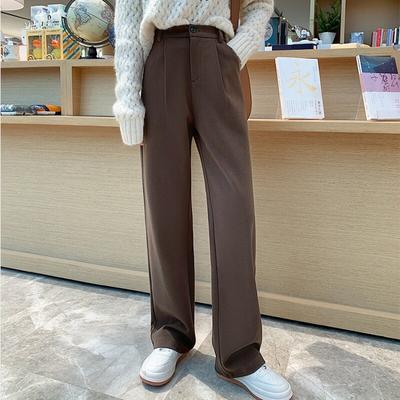Damen Frühling und Herbst Hochtaillierte Gerade Bein Freizeithose Kinderanzug Drapierte Bequeme Hose