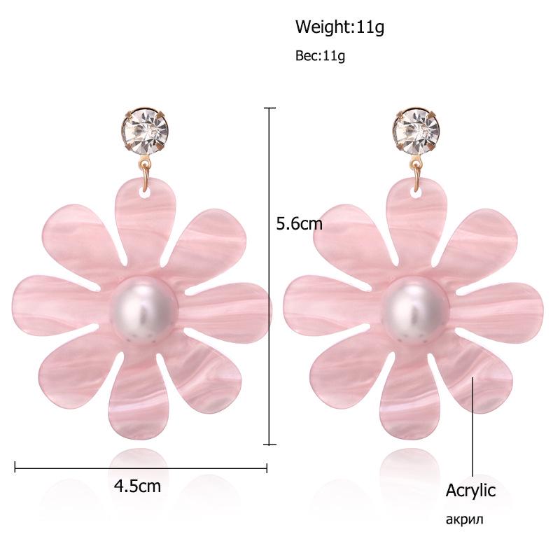 New Simple Flower Resin Earrings with Personalized Sweet Acrylic Sheet Earrings