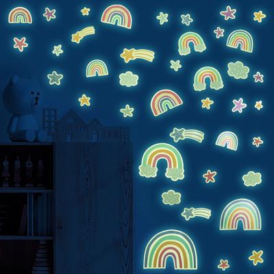 Kids Room Cartoon Luminous Wall Sticker Glow In The Dark Rainbow Cloud DIY Wall Decal for Home Bedroom Decoration Wallpaper