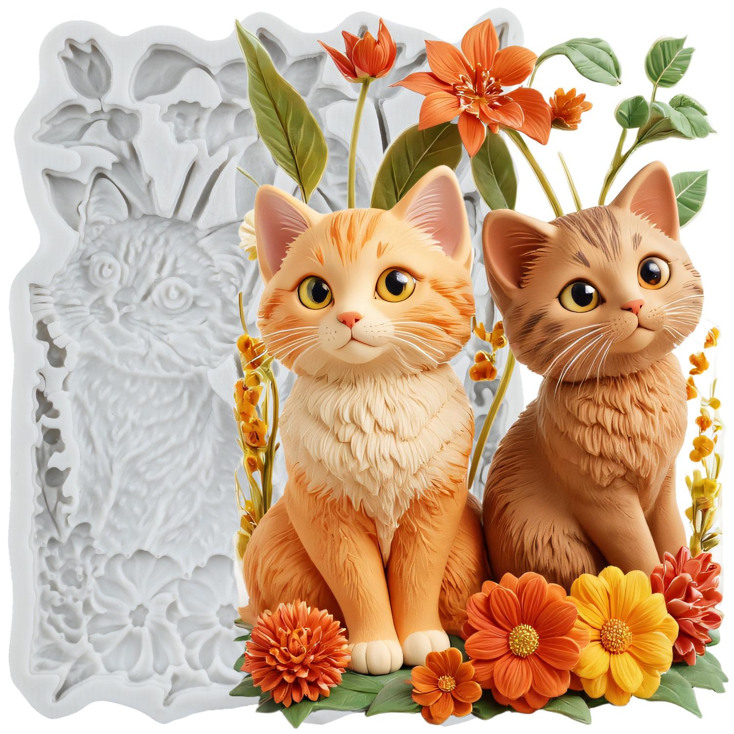 

Кошачьи силиконовые формы Кошачья форма для мастики Инструменты для украшения торта Топпер для кекса Шоколадные конфеты Рукоделие Гам-паста Полимерная глина серый