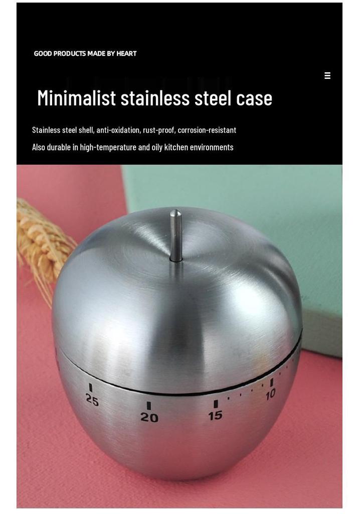 Stainless Steel Apple Timer for Cooking and Kitchen Use