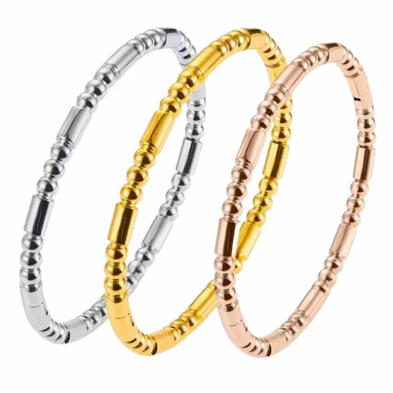 Stainless Steel Bamboo Joint Bracelet - Fashionable, Durable Titanium Steel Accessory with High-End Feel, Non-Fading Design.